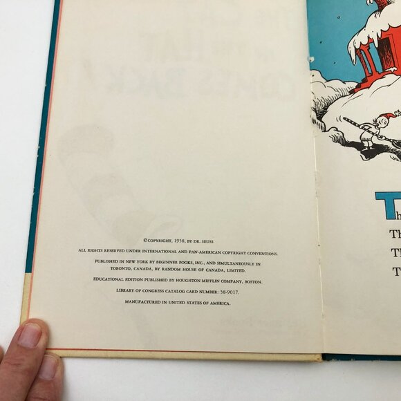 The Cat In The Hat Comes Back Dr Seuss 1958 Book Club 1st Print Edition HC - Picture 8 of 11